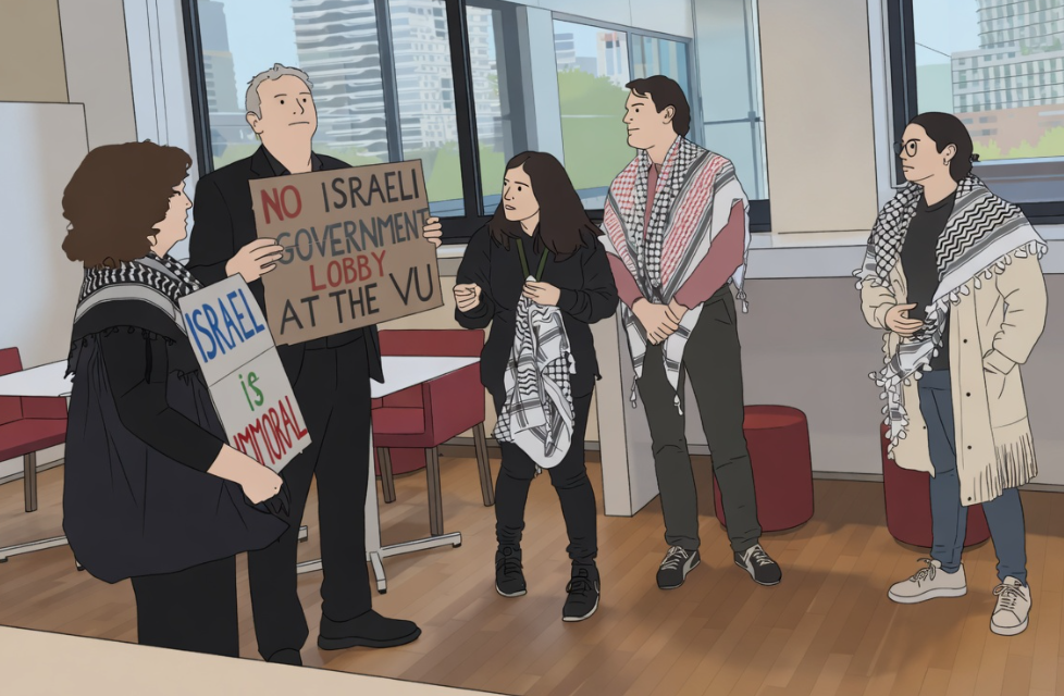 Palestina activisten verstoren symposium en spelen slachtoffer